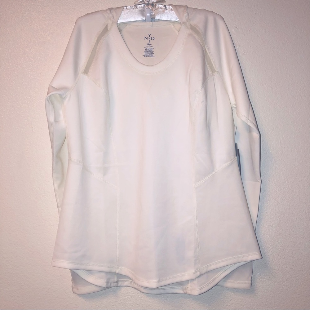 NYDJ White Hooded Long-sleeve Athletic Shirt, L